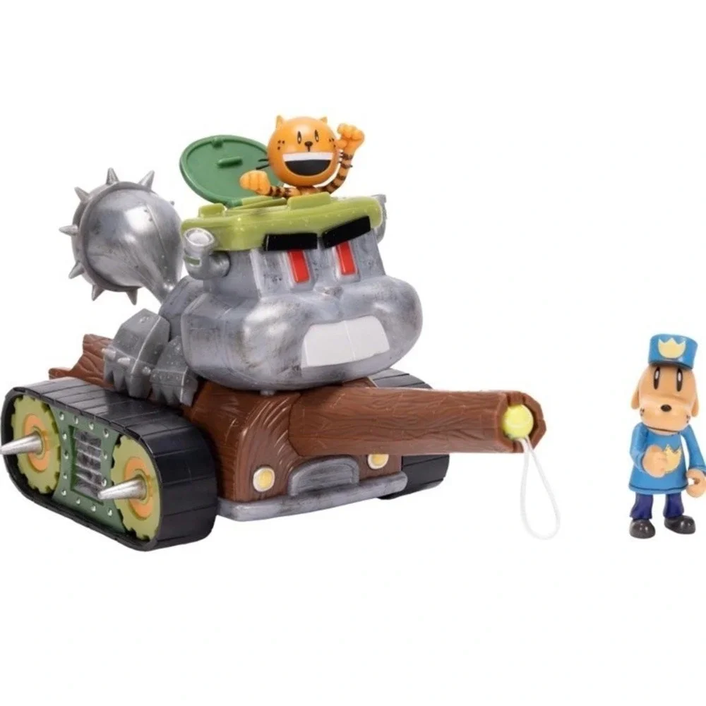 (b32/13)AKKS Dog Man Squirrel Tank Shooter Vehicle Playset with Petey &Dog Man
